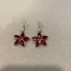 Nordstrom Red and Gold Floral Earrings